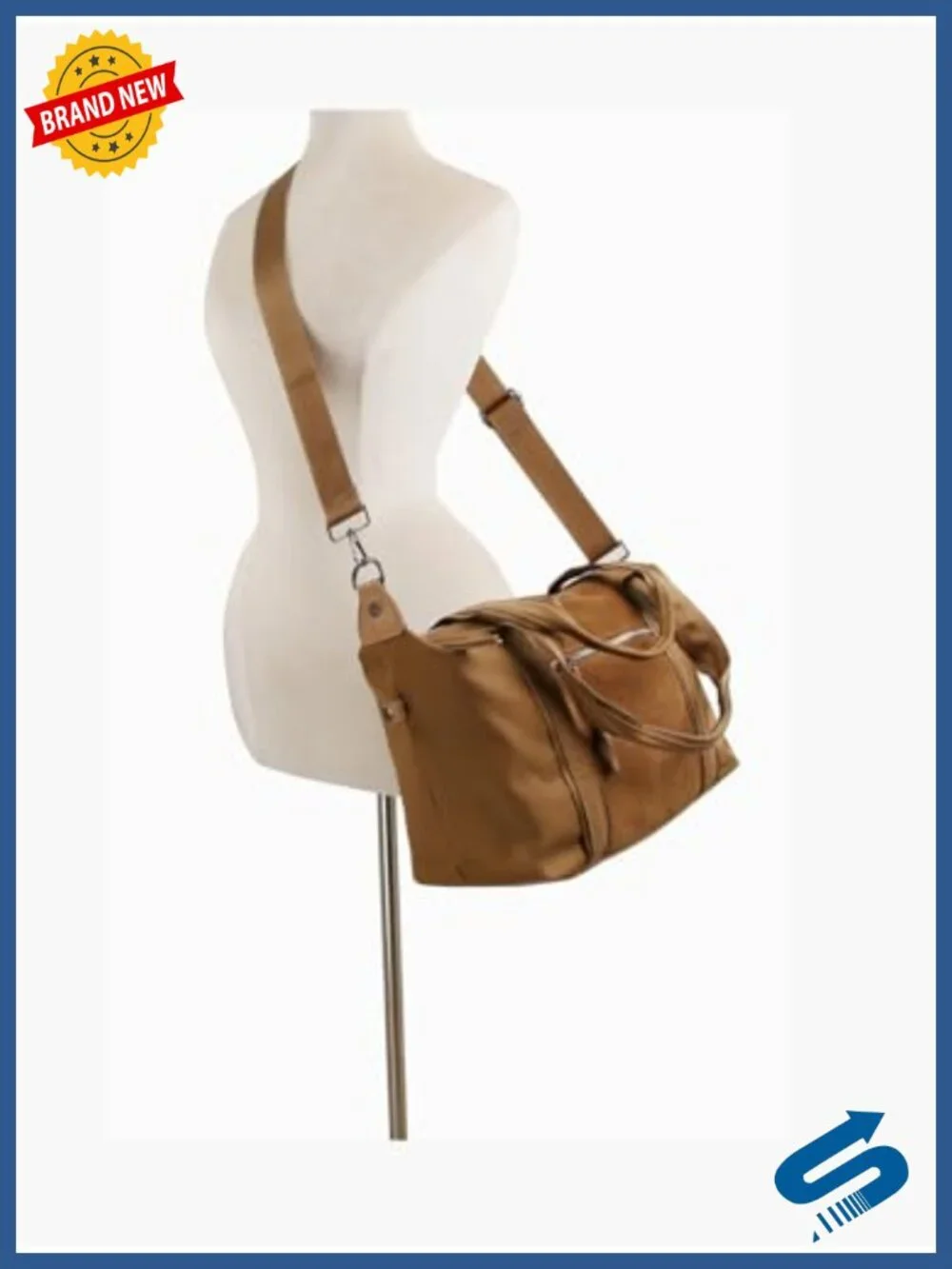 Hobo Handbag with Suede Front, Convertible Crossbody, Microfiber